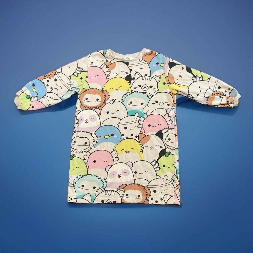 H&M x Squishmallows Animals Oversized Sweatshirt Dress Girls Sz 5T/ 6